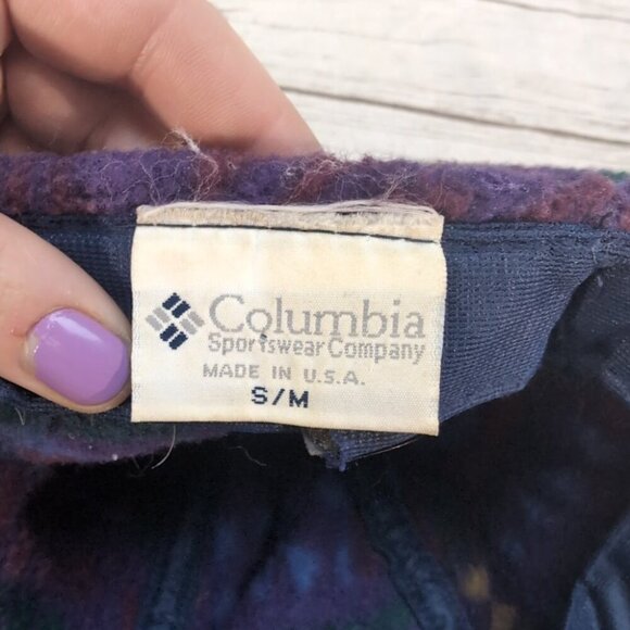 Vintage Columbia fleece Aztec ski hat baseball cap S/M made in USA - Picture 7 of 7